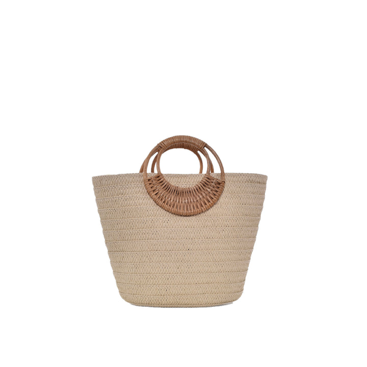 Simple Straw Weave Womens Large-Capacity Round-