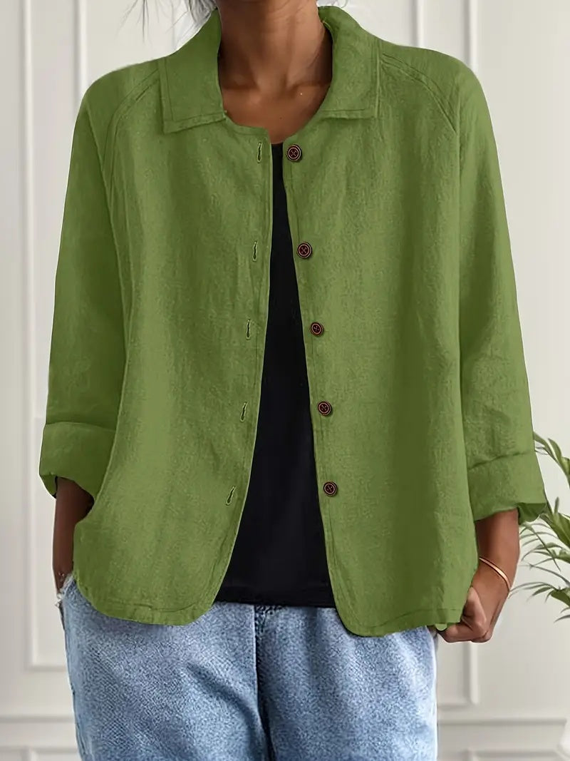 Spot New Cross-border Foreign Trade European And American Women's Solid Color Shirt Collar Single Breasted Long Sleeved Casual Jacket Cardigan