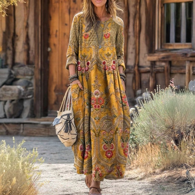 Maria - Casual šaty s dlouhým rukávem inspirované vintage stylem