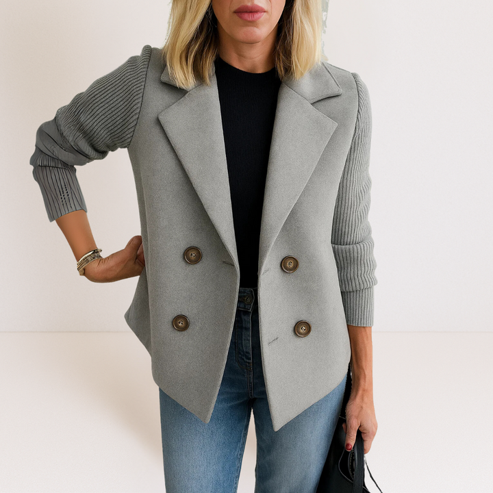 Marta - Elegantní kabát s pletenými rukávy