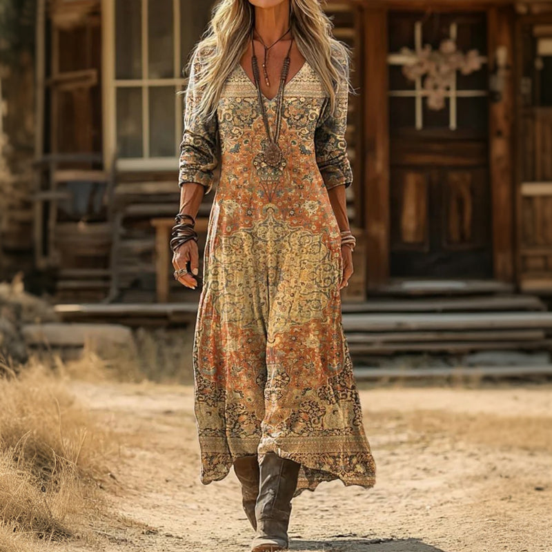 Maria - Casualní šaty s dlouhým rukávem inspirované vintage stylem