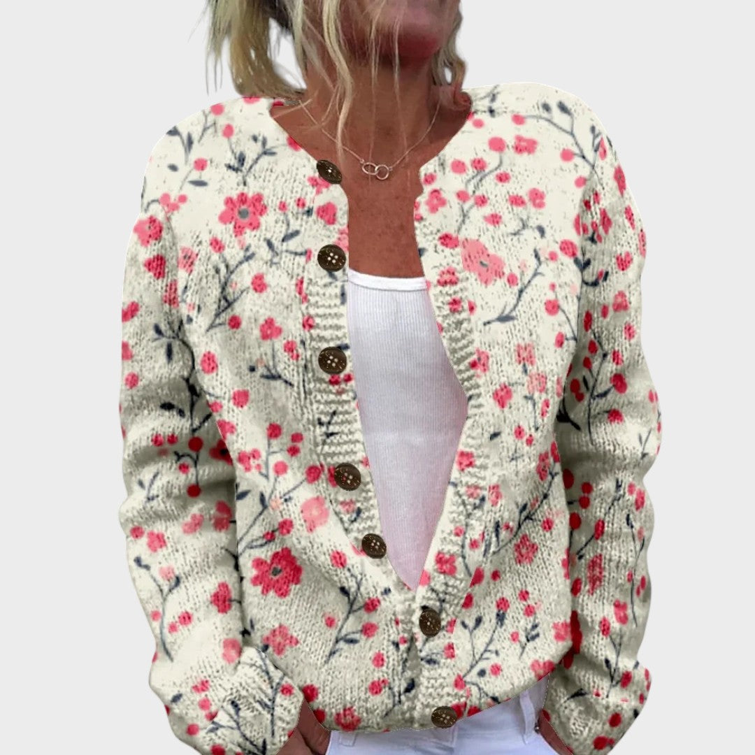 Catarina - Podzimní květinový cardigan