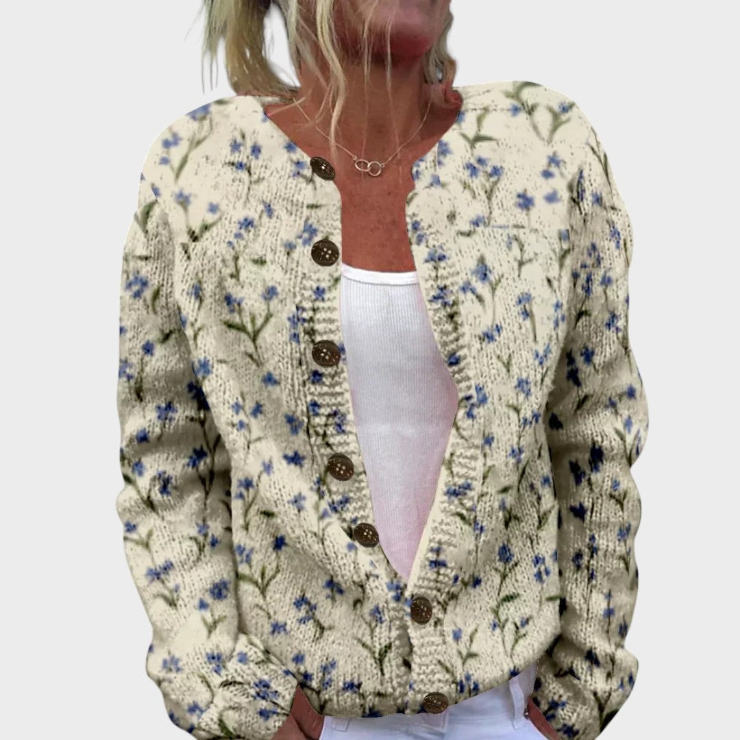 Camila - Podzimní květinový cardigan
