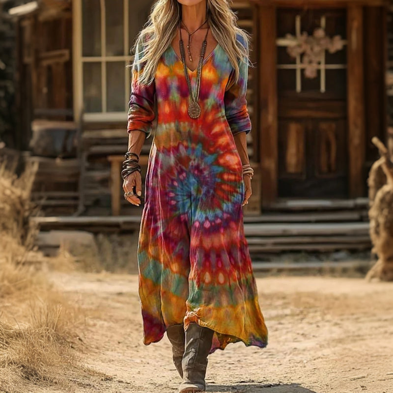 Maria - Casual Šaty s Dlouhým Rukávem Inspirované Vintage