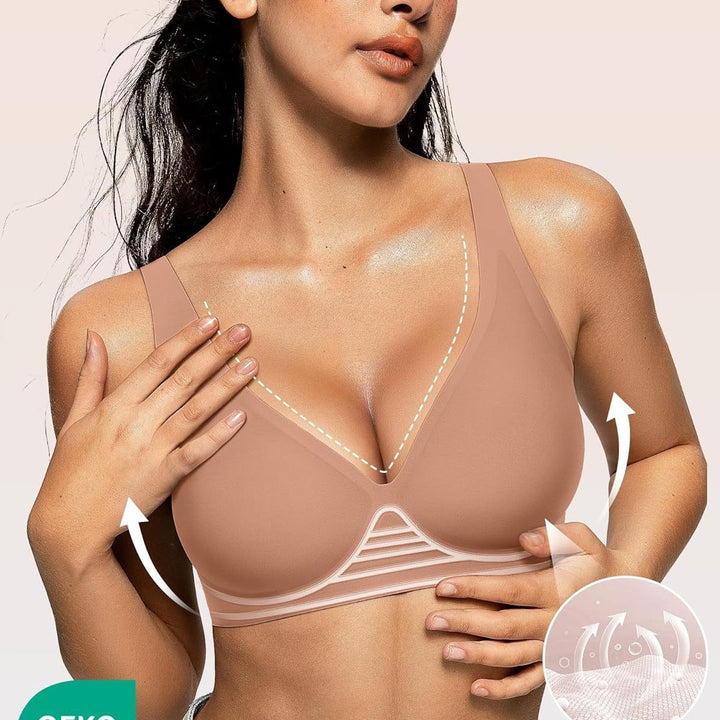 Deep V Wireless Comfort Supportive Wireless T-Shirt Push-Up Bra