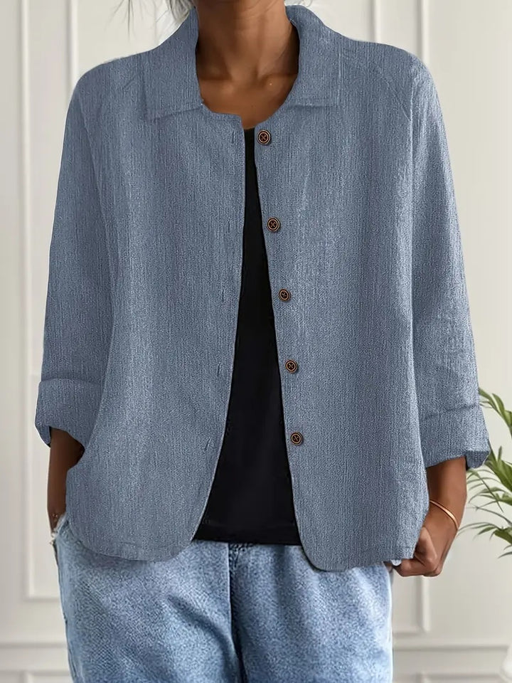 Spot New Cross-border Foreign Trade European And American Women's Solid Color Shirt Collar Single Breasted Long Sleeved Casual Jacket Cardigan