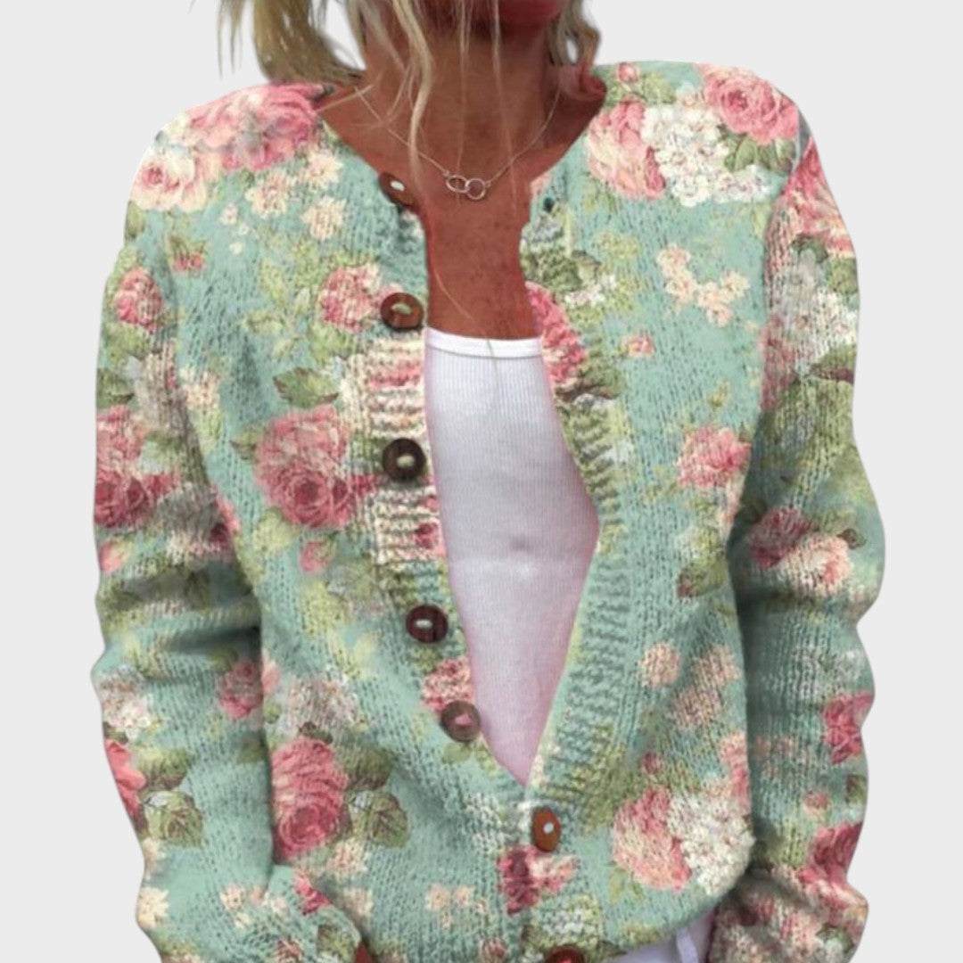 Vera - Podzimní květinový cardigan