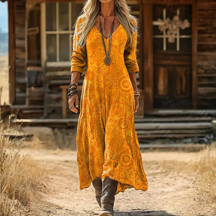 Maria - Casualní šaty s dlouhým rukávem inspirované vintage stylem