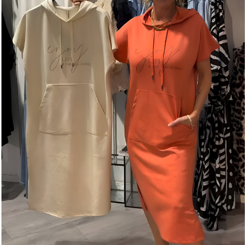 Saskia - Casual šaty s kapucí