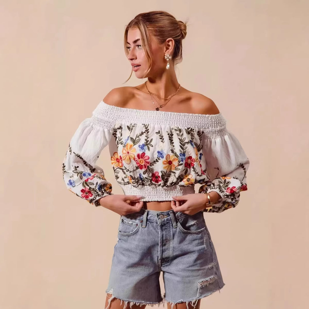 Women's Fashion Spicy Girl Print Off-shoulder Loose Top