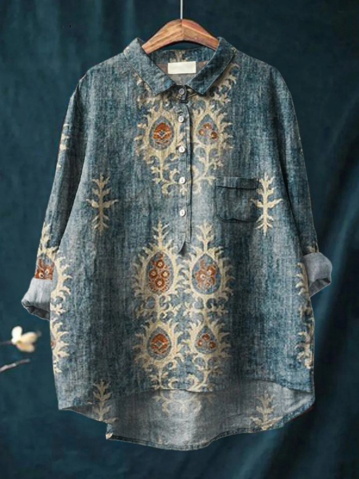 Diana - Vintage etnická košile s květinovým potiskem