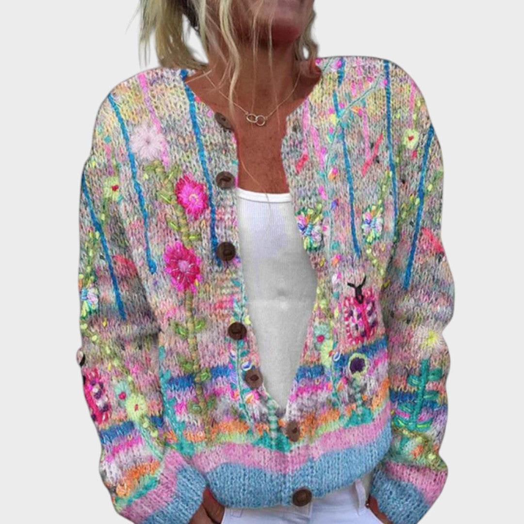 Teresa - Podzimní květinový cardigan