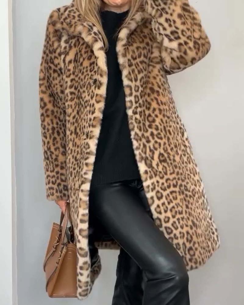 Leia - Dlouhý kabát s leopardím vzorem