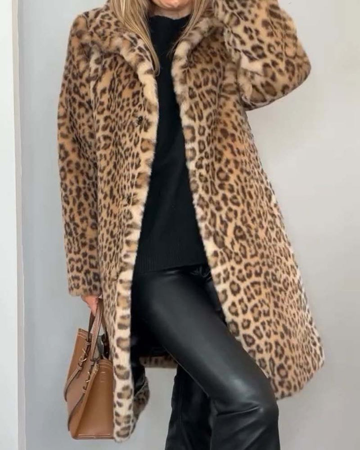 Leia - Dlouhý kabát s leopardím vzorem
