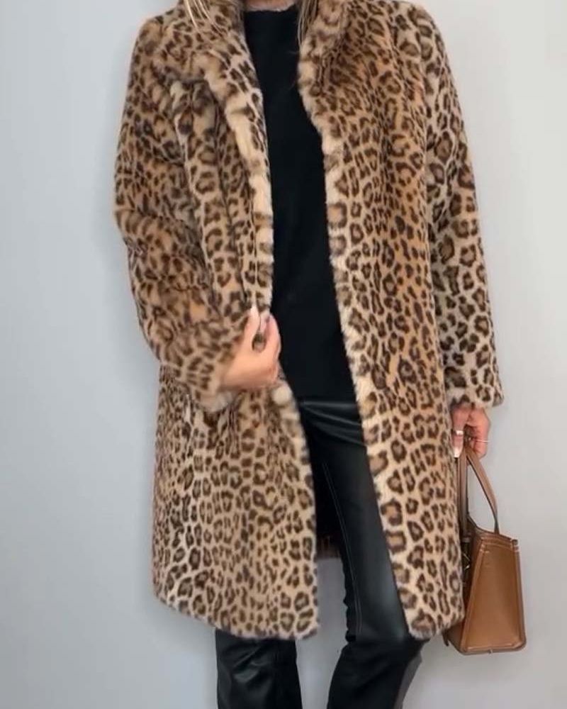 Leia - Dlouhý kabát s leopardím vzorem