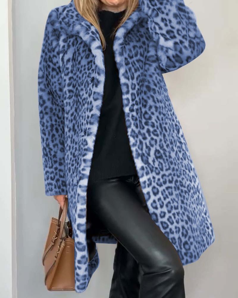 Leia - Dlouhý kabát s leopardím vzorem
