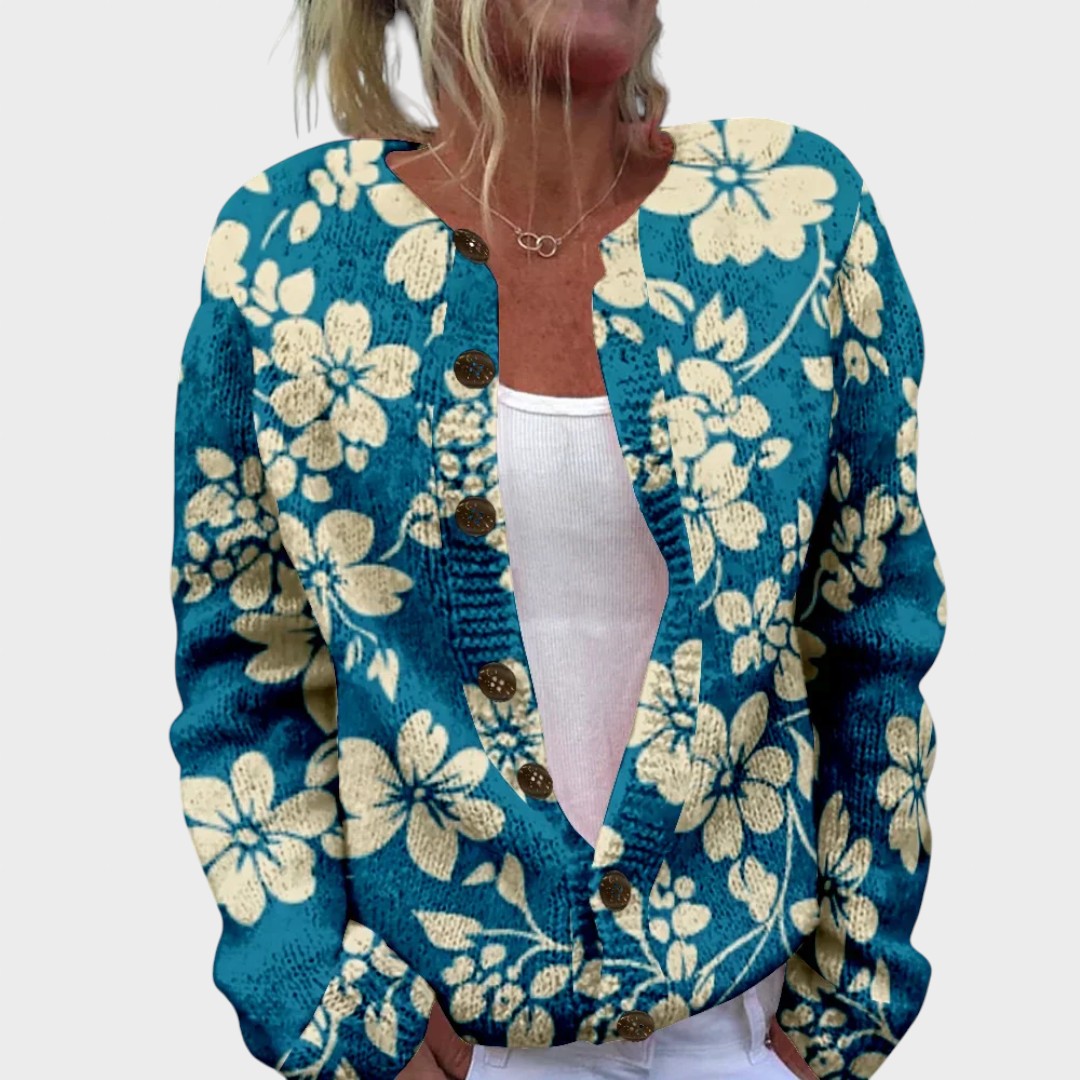 Mariana - Podzimní květinový cardigan