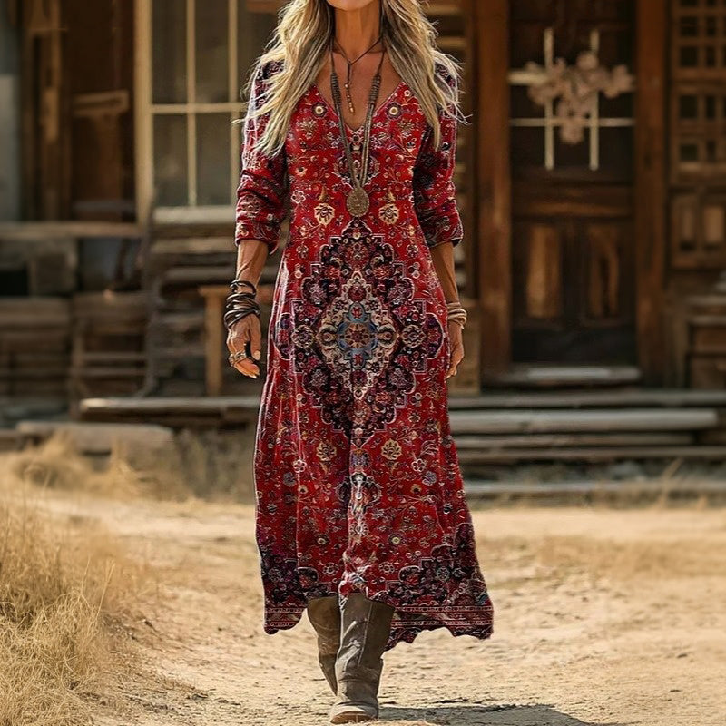 Maria - Casualní šaty s dlouhým rukávem inspirované vintage stylem