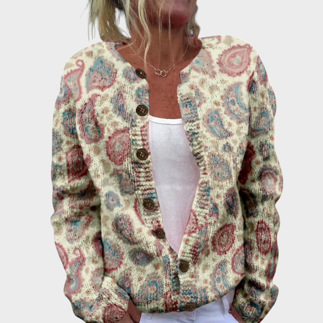 Lara - Podzimní květinový cardigan