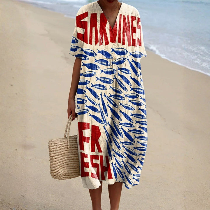 Ariana - Šaty s vzorem sardinky