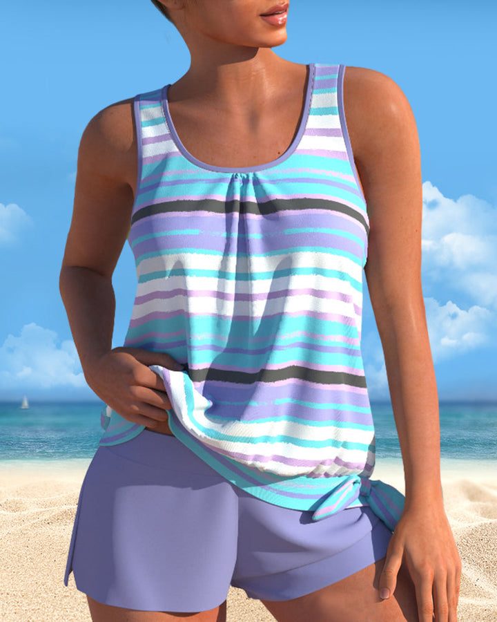 Noémia - Tankini s výstřihem ve tvaru U a pruhovaným designem
