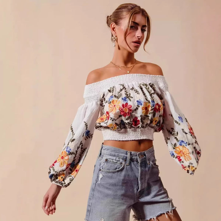 Women's Fashion Spicy Girl Print Off-shoulder Loose Top