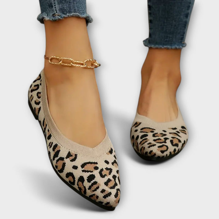 Paula - Krajkové slip-on boty s leopardím vzorem