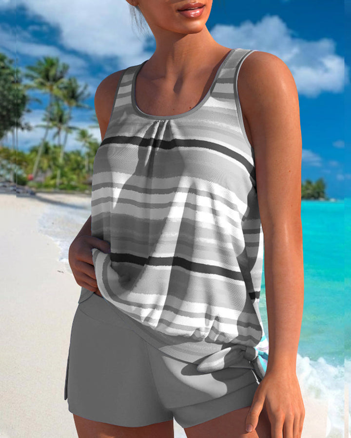Noémia - Tankini s výstřihem ve tvaru U a pruhovaným designem