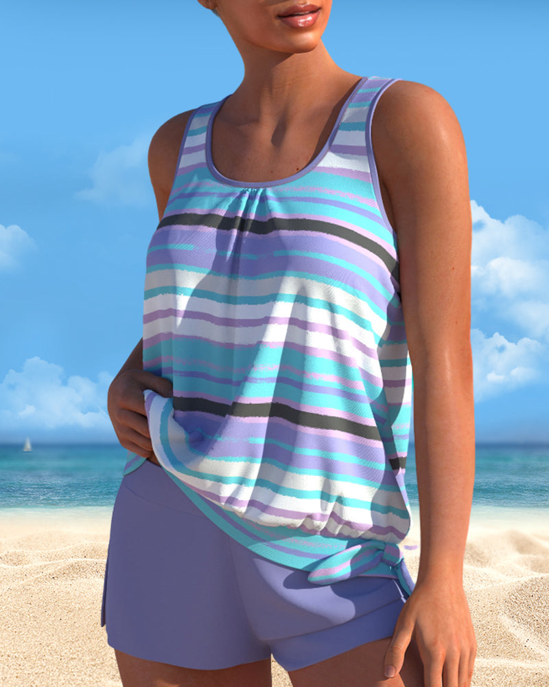 Noémia - Tankini s výstřihem ve tvaru U a pruhovaným designem