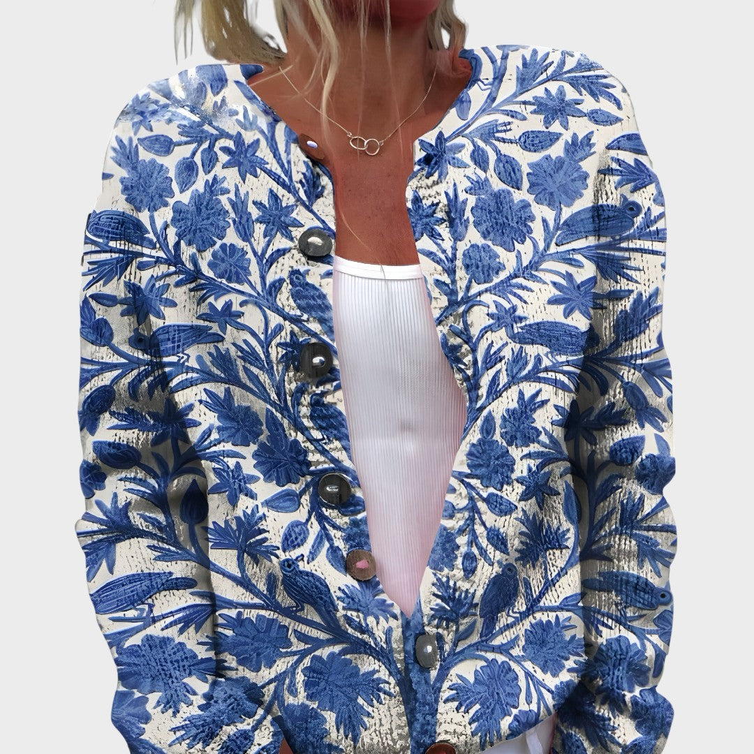 Benedita - Podzimní květinový cardigan