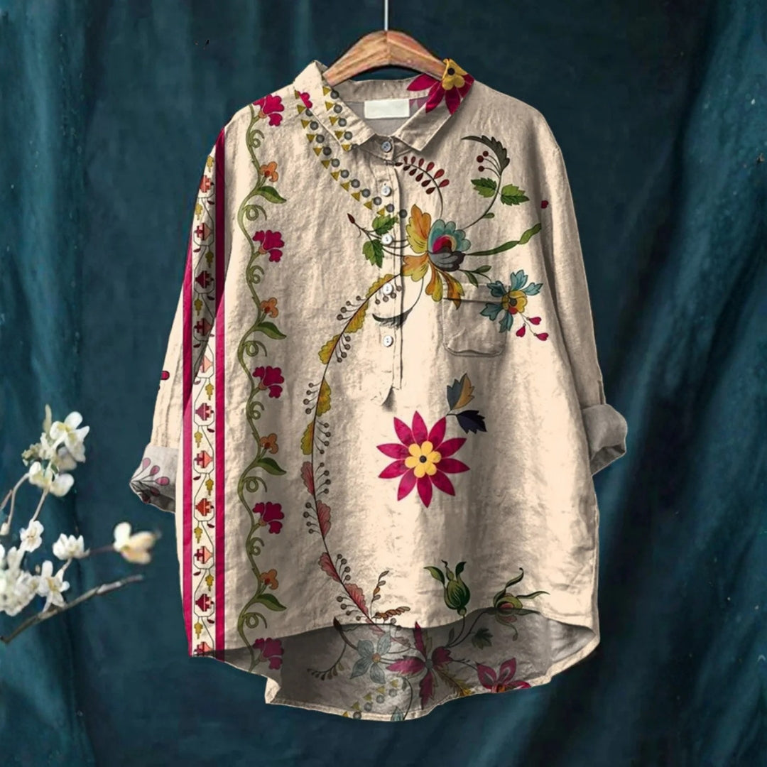 Isa - Vintage květinová casual košile pro ženy
