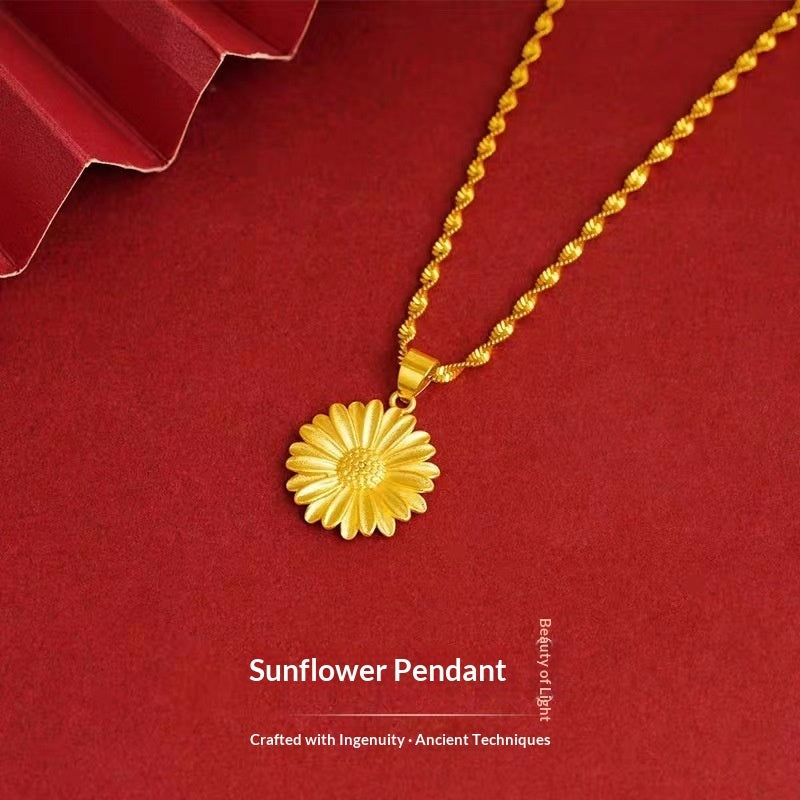 sunflower gold-plated pendant necklace