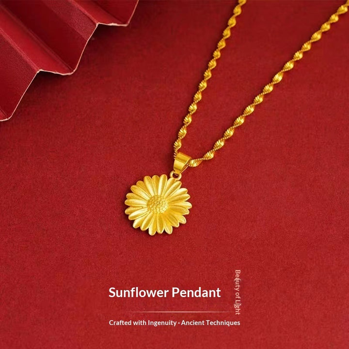 sunflower gold-plated pendant necklace