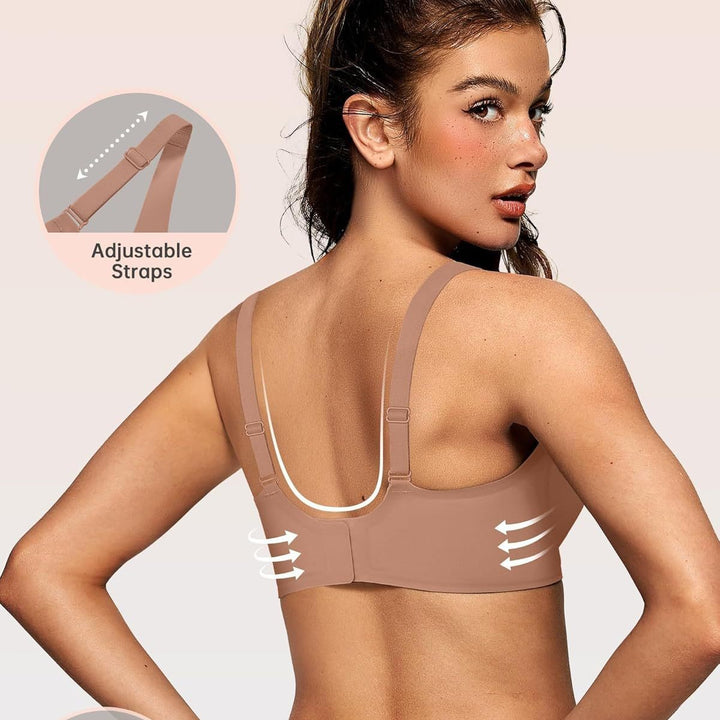 Deep V Wireless Comfort Supportive Wireless T-Shirt Push-Up Bra