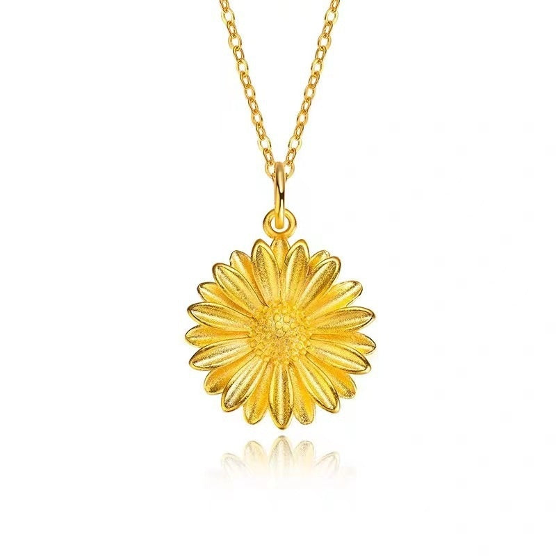 sunflower gold-plated pendant necklace
