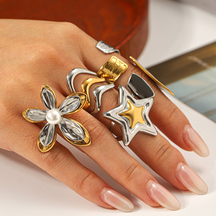 European And American-style Stainless Steel Color-block Ring