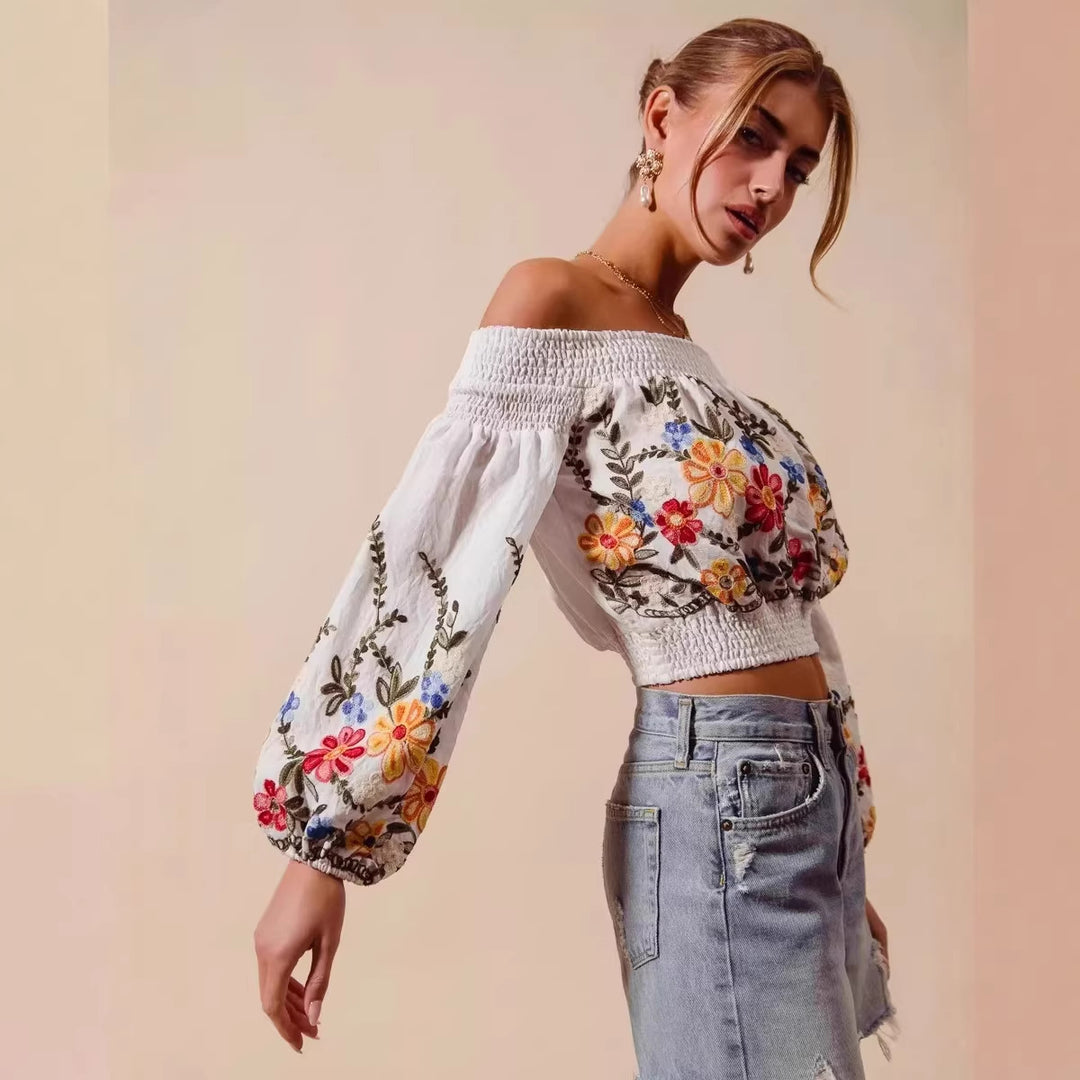 Women's Fashion Spicy Girl Print Off-shoulder Loose Top