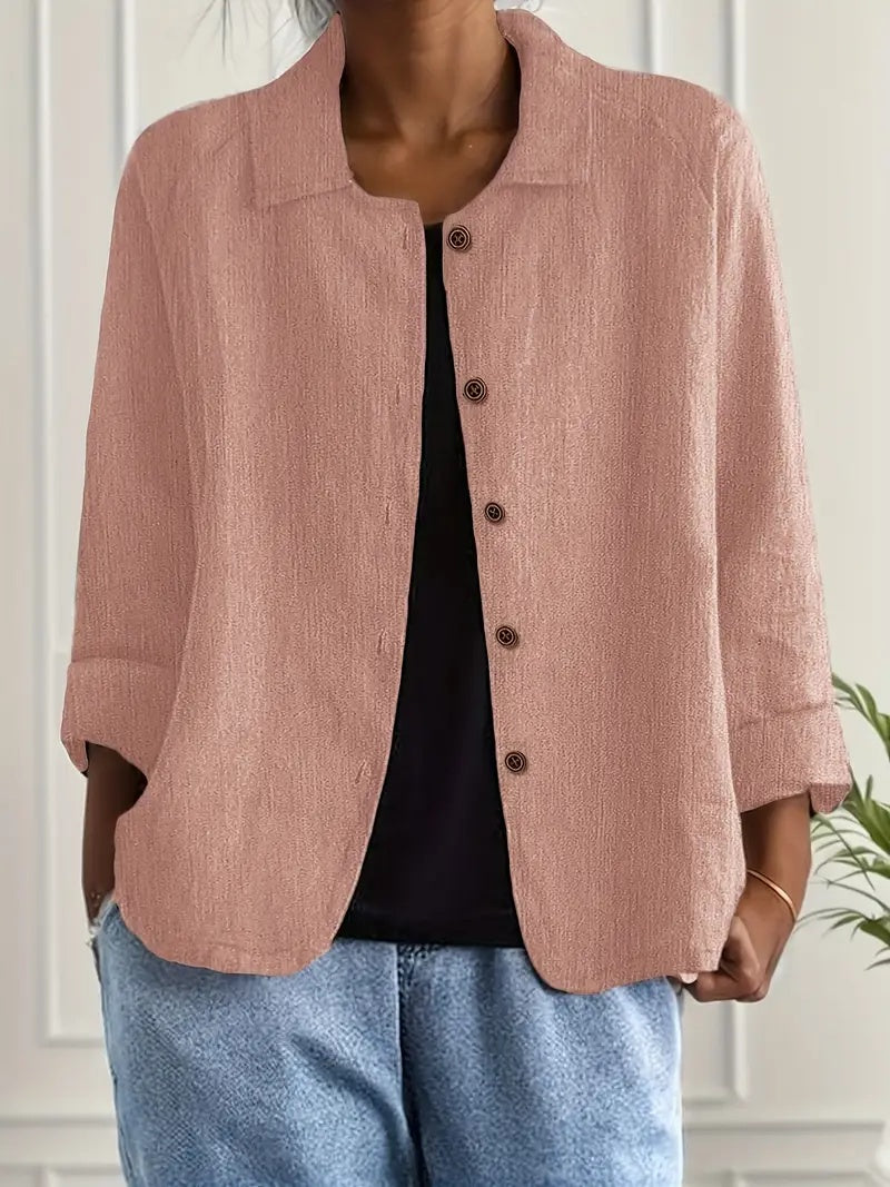 Spot New Cross-border Foreign Trade European And American Women's Solid Color Shirt Collar Single Breasted Long Sleeved Casual Jacket Cardigan