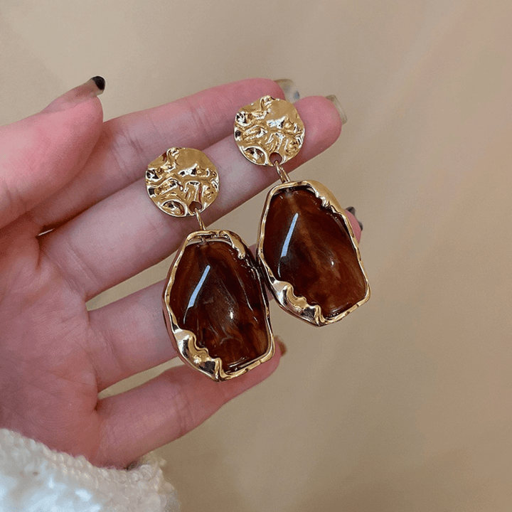 Elegant Vintage Irregular Resin Geometric Earrings For Women, Perfect For Banquets, Parties & Vacations
