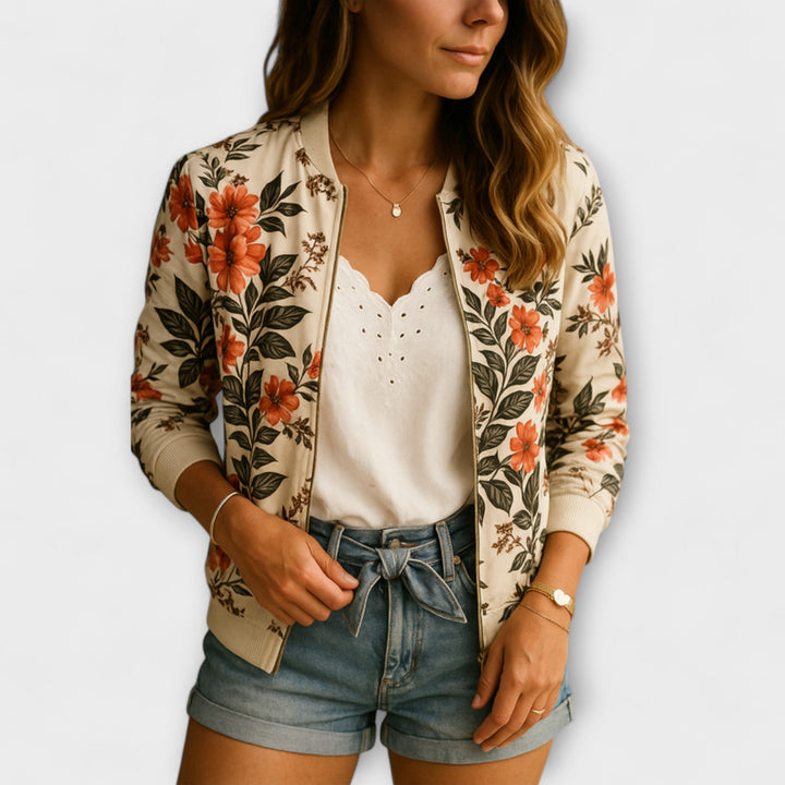 Andreia - Elegantní květinová bomber bunda