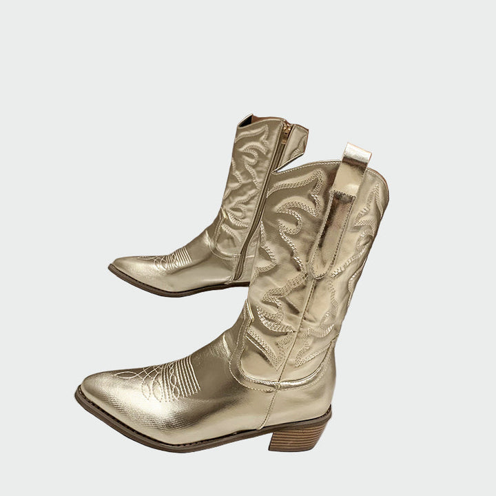 Metalické cowboyské boty