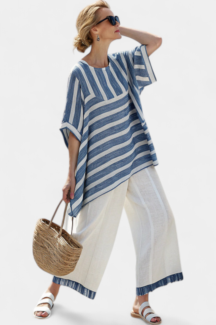 Constança - Souprava z lněného materiálu s mediteránním stylem