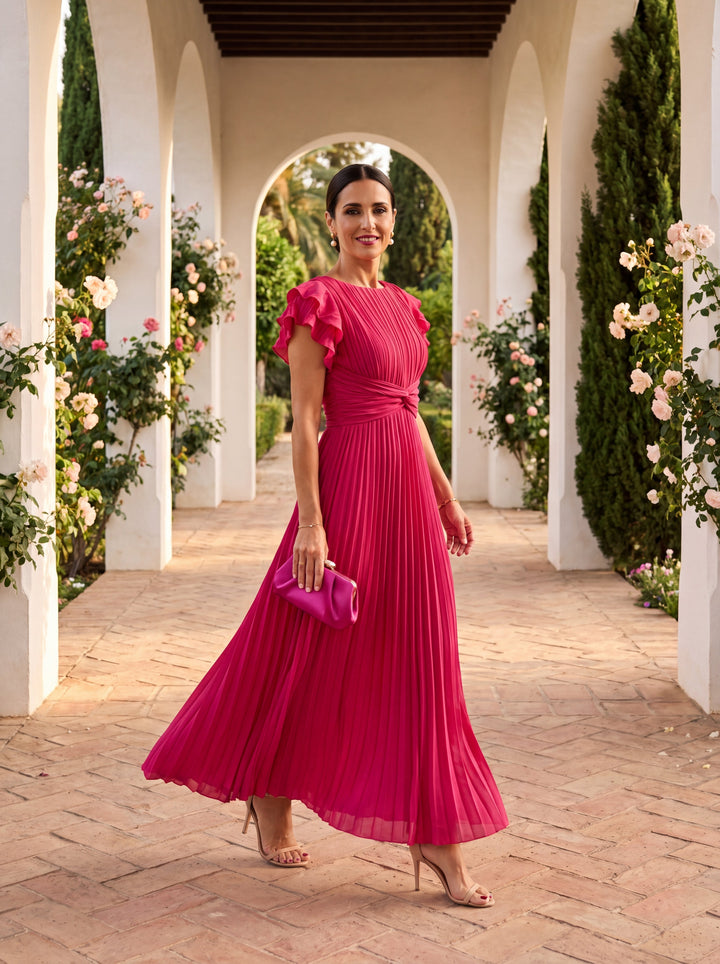 Seraphina | Elegantní Maxi Šaty S Plisováním a Uvázaným Pasem