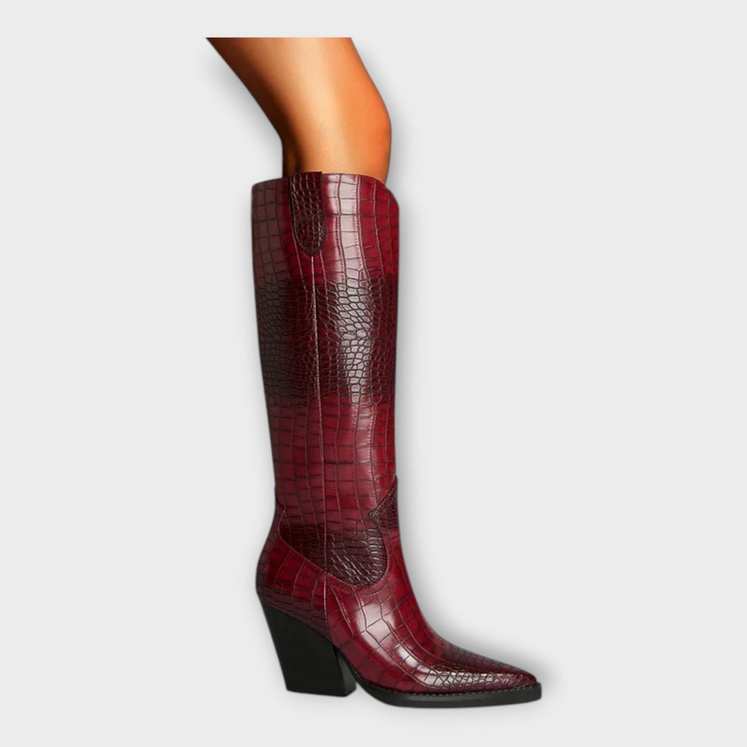 Boty s designem krokodýla a elegantním podpatkem