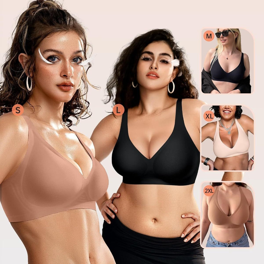 Deep V Wireless Comfort Supportive Wireless T-Shirt Push-Up Bra