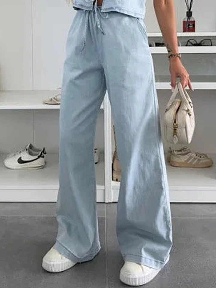 Lace-up Wide-leg Jeans Fashion Denim Set Womens