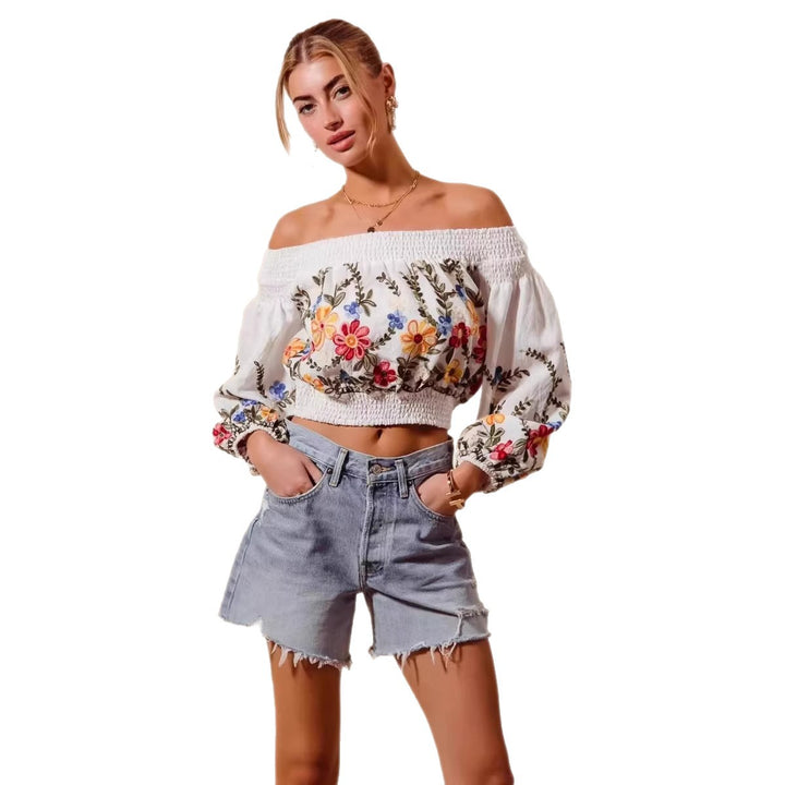 Women's Fashion Spicy Girl Print Off-shoulder Loose Top