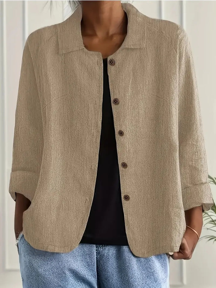 Spot New Cross-border Foreign Trade European And American Women's Solid Color Shirt Collar Single Breasted Long Sleeved Casual Jacket Cardigan