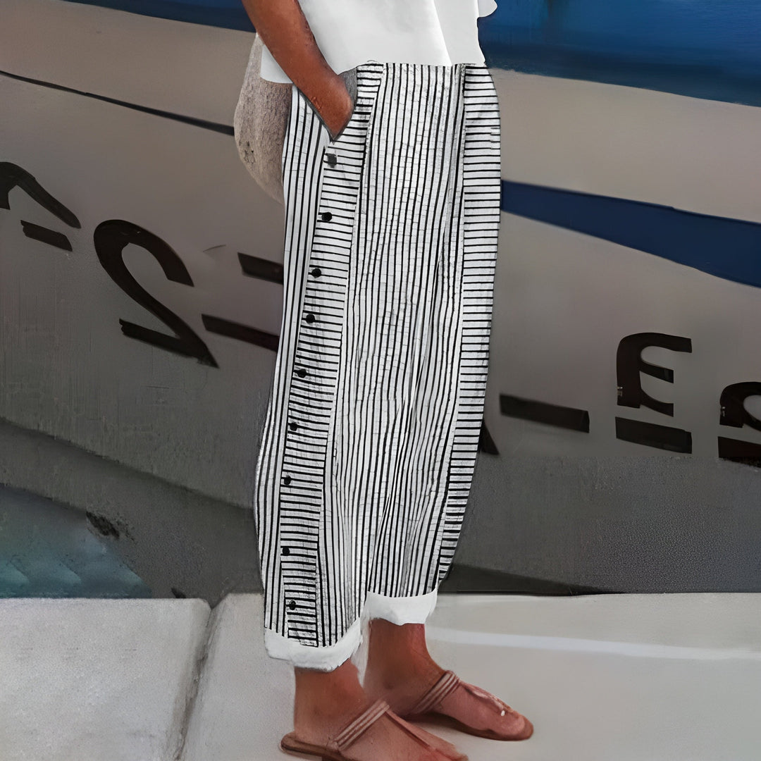 Leonor - Lněné kalhoty s cílem