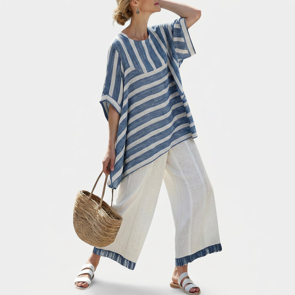 Constança - Souprava z lněného materiálu s mediteránním stylem